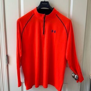 Under Armour 1/4 Zip Men’s XL Loose Fit Coral Red/Orange